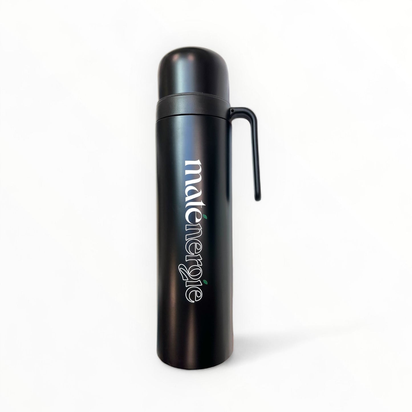 hermos Noir Féliz 1L en inox, idéal pour conserver la température de l’eau chaude ou froide pour le maté.