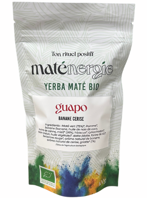 MATÉ CERISE BANANE BIO・Gourmandise fruitée. Un mélange original pour une pause sucrée.