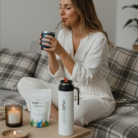 Thermos à maté blanc 1L・Inox double paroi