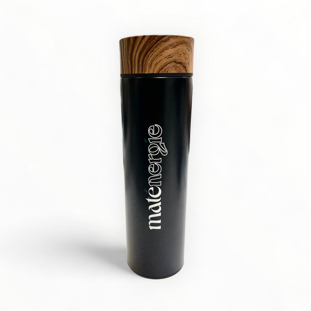 Thermos Infuseur Noir 500 ml avec double paroi isolante pour conserver la chaleur ou fraîcheur.