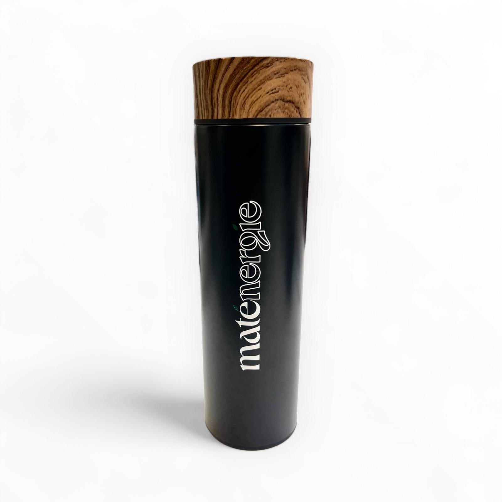 Thermos Infuseur Noir 500 ml avec double paroi isolante pour conserver la chaleur ou fraîcheur.